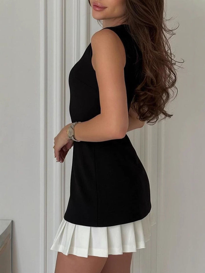 Charlotte Two-Tone Pleated Mini Dress