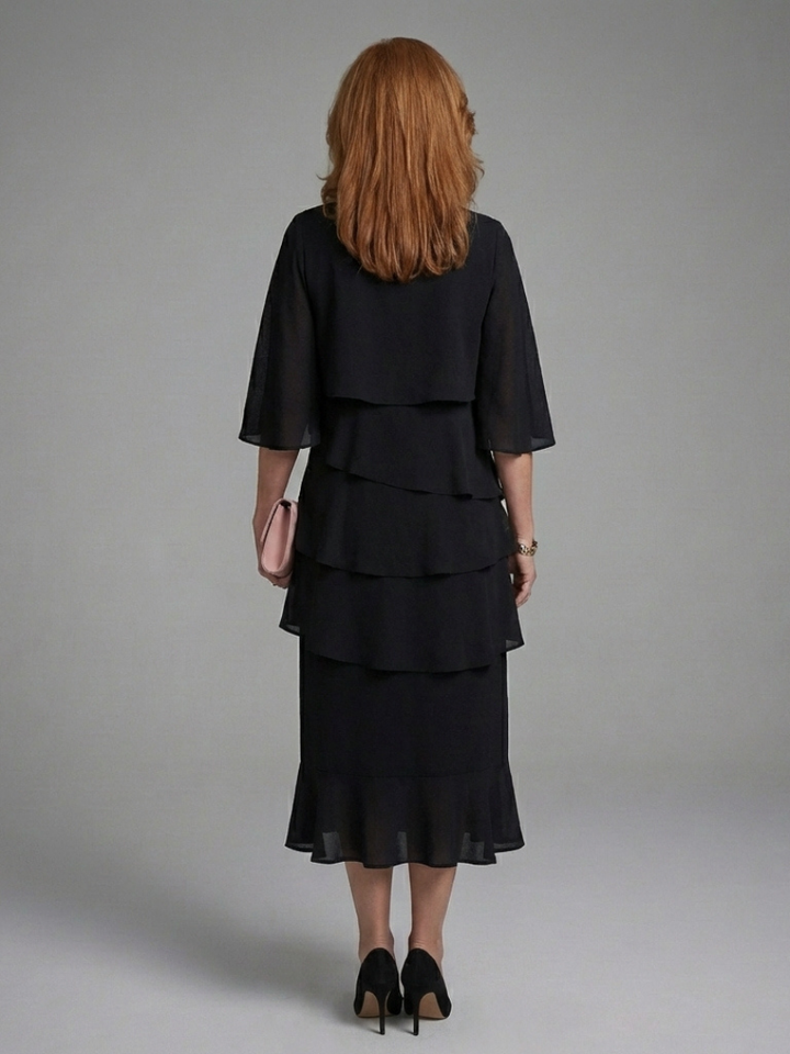 Maelis | Midi Dress with Layered Sleeves