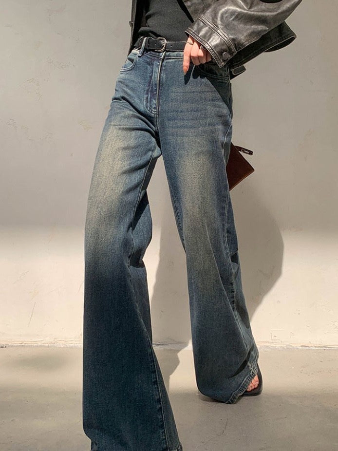 Retro High-Waist Wide Leg Jeans