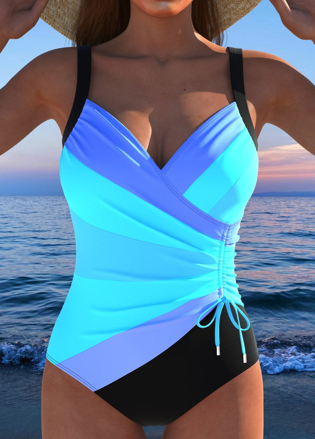 Amber | Ruched Rainbow Swimsuit