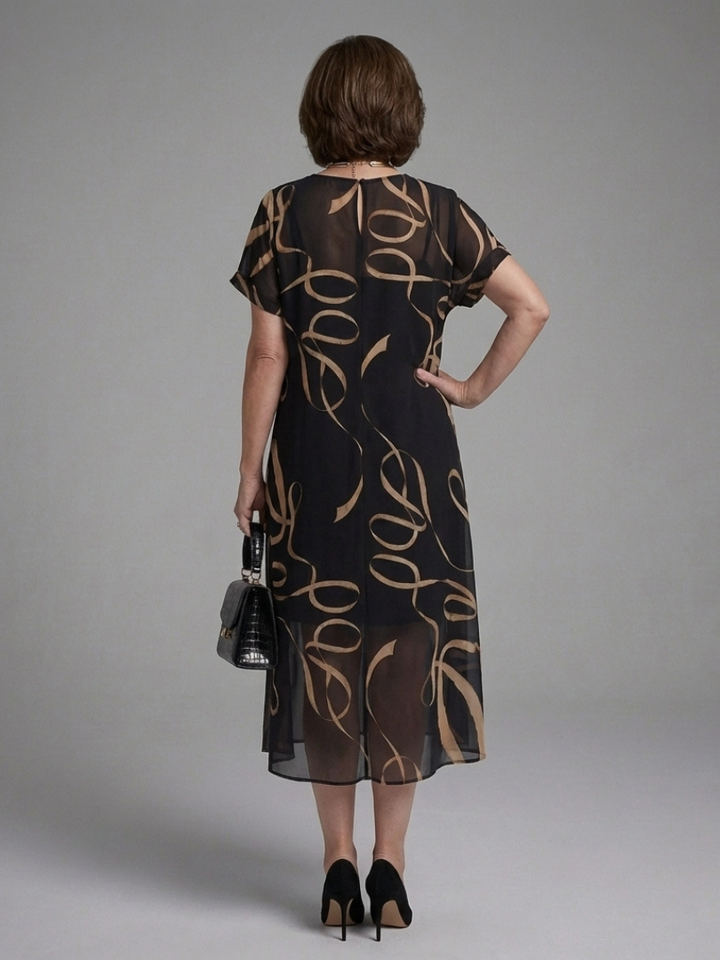 Adria | Abstract Midi Dress with Short Sleeves