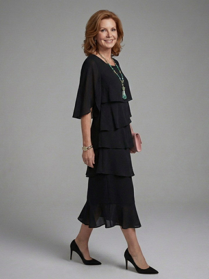 Maelis | Midi Dress with Layered Sleeves
