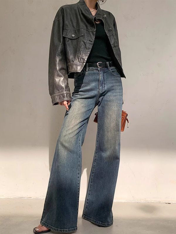 Retro High-Waist Wide Leg Jeans