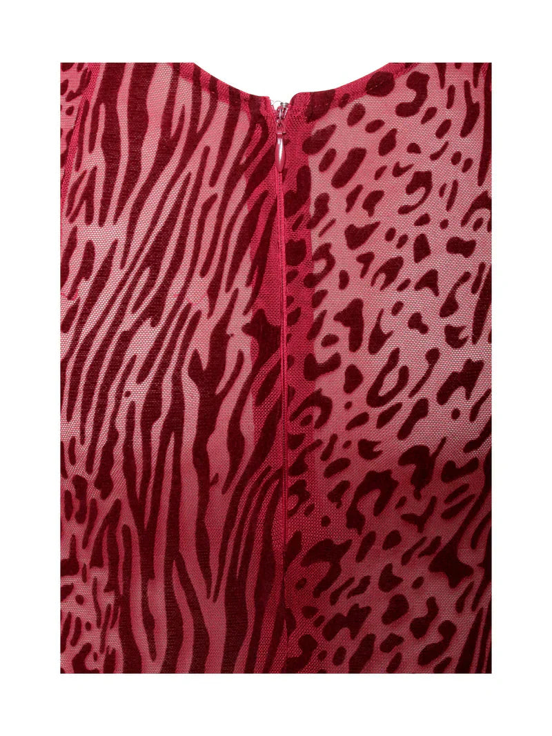 Lariza Sculpted Print Mesh Gown