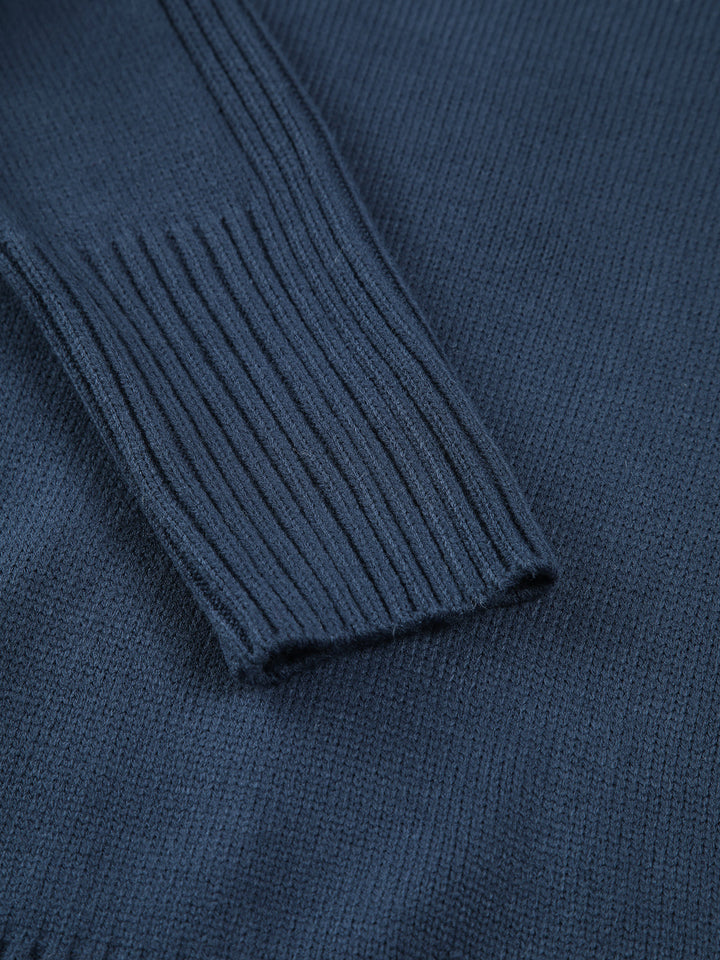 Solid High Neck Knit Sweater