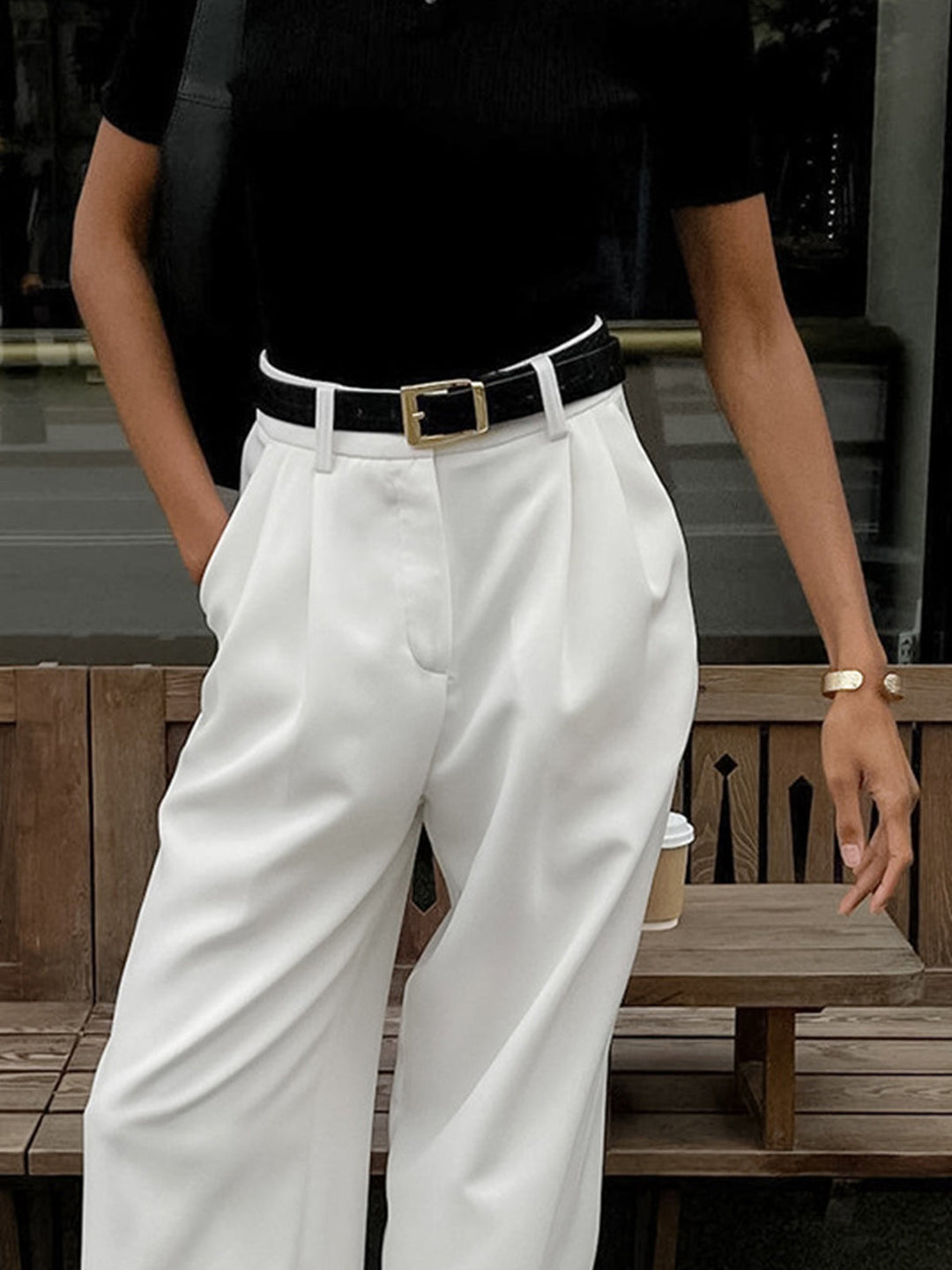 Tailored White Palazzo Pants