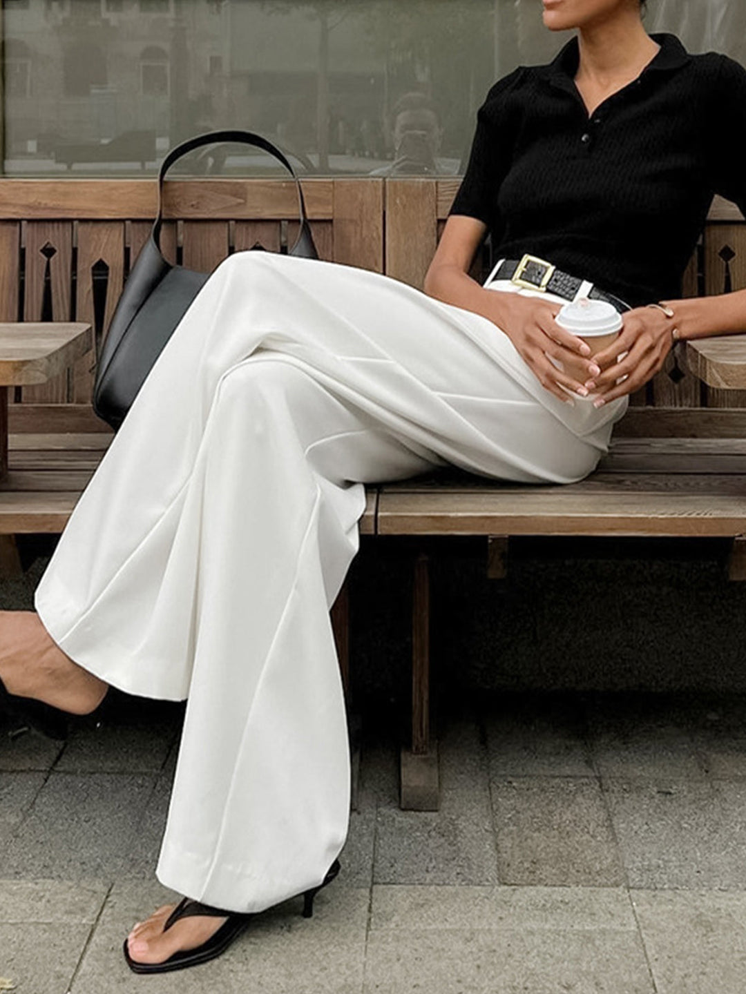 Tailored White Palazzo Pants