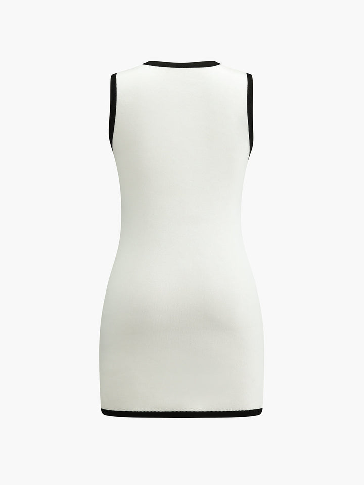 Multi Pocket Button Sleeveless Short Dress