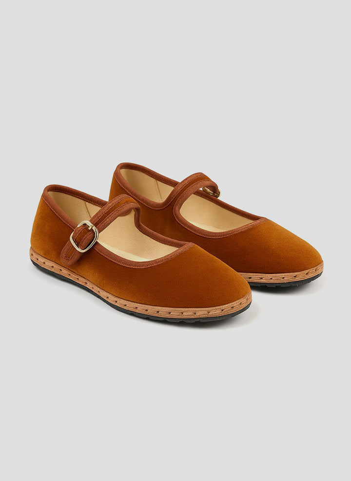 Velvet Mary Jane Flats