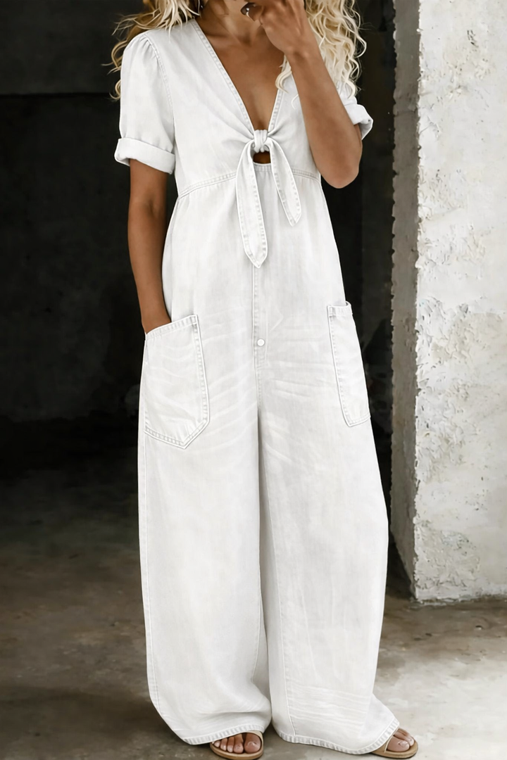 Maya | V-neck jumpsuit with short sleeves