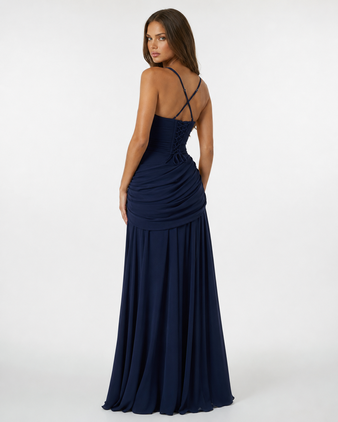 Enie | Ruched Square-Neck Maxi Dress