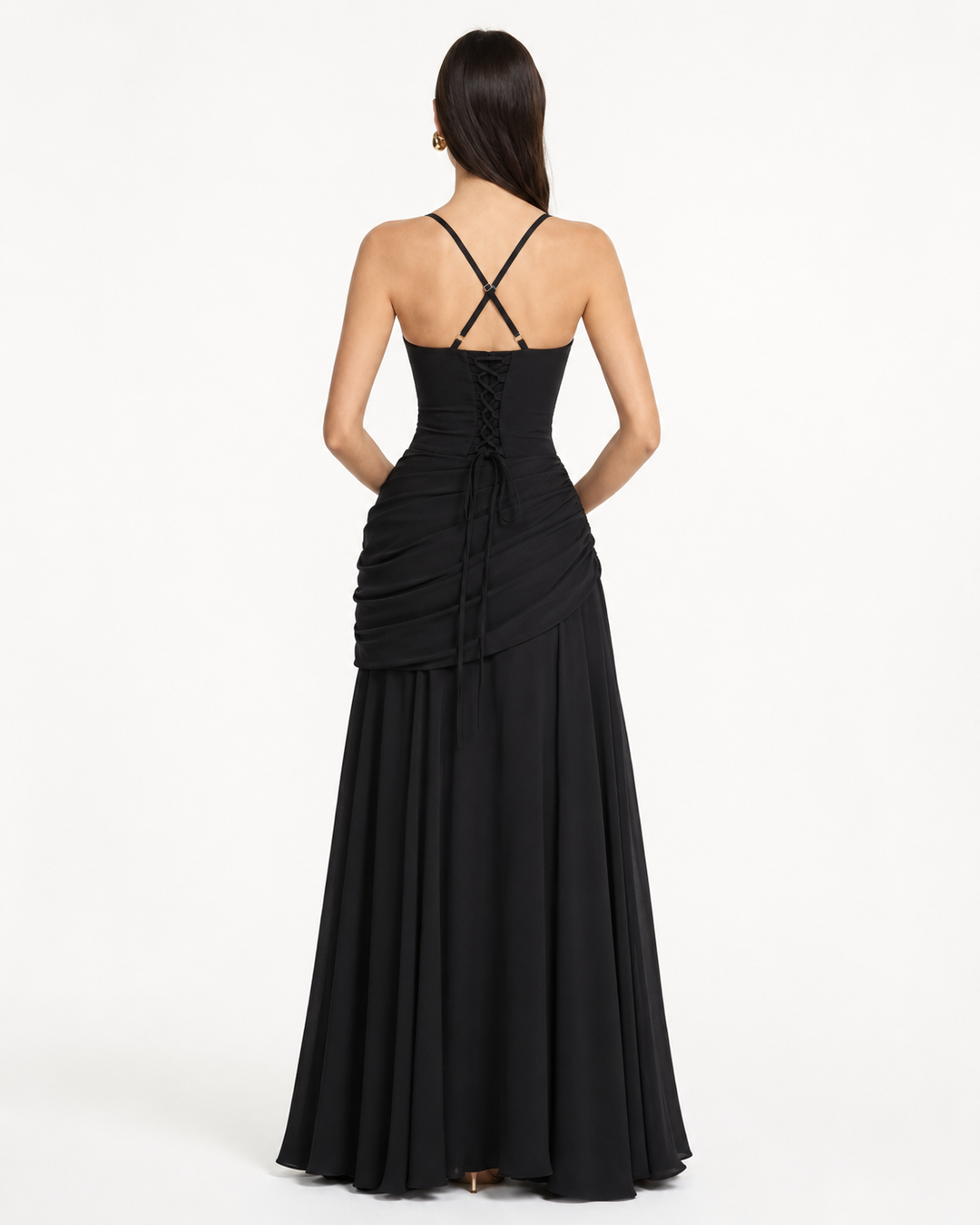 Enie | Ruched Square-Neck Maxi Dress
