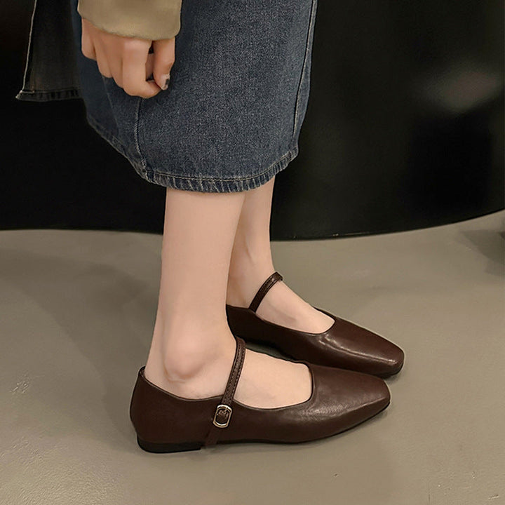 Mary-Jane Leather Flats