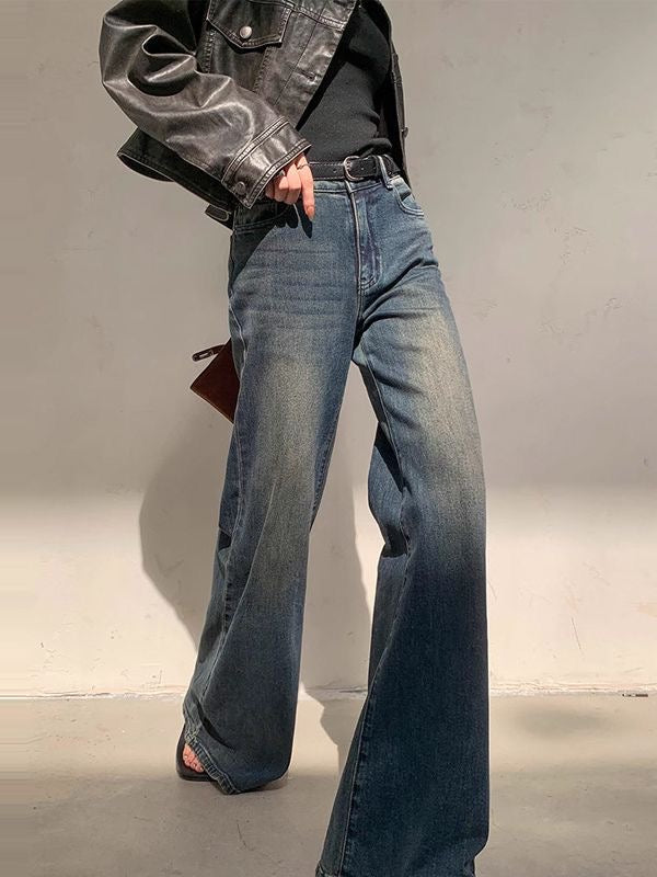 Retro High-Waist Wide Leg Jeans