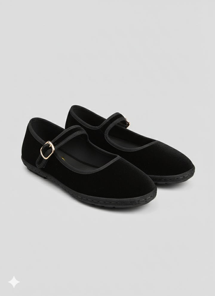 Velvet Mary Jane Flats