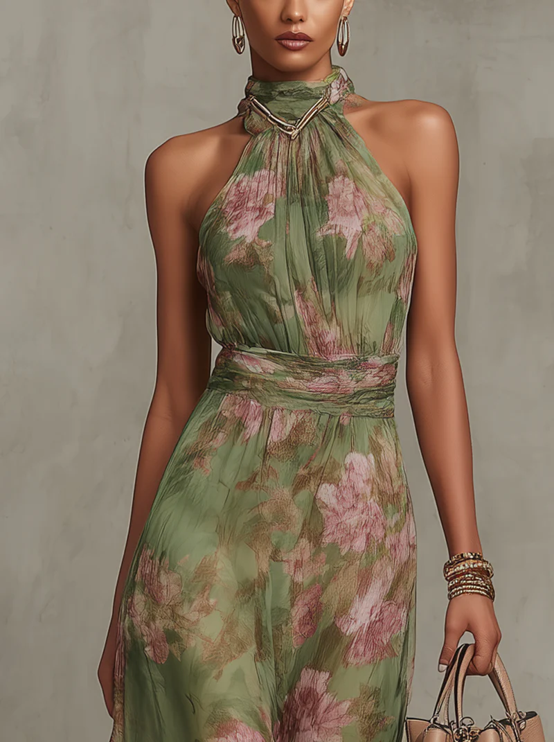 Beatrice | Green Floral Maxi Dress