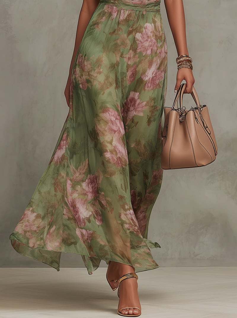 Beatrice | Green Floral Maxi Dress