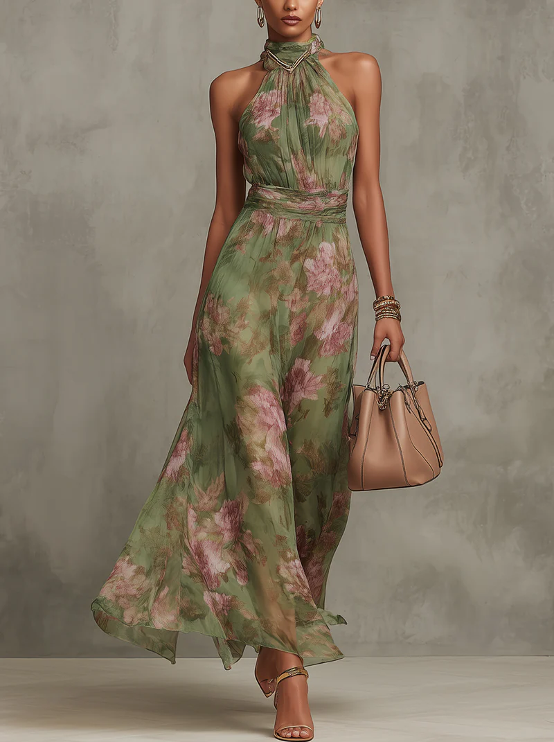 Beatrice | Green Floral Maxi Dress
