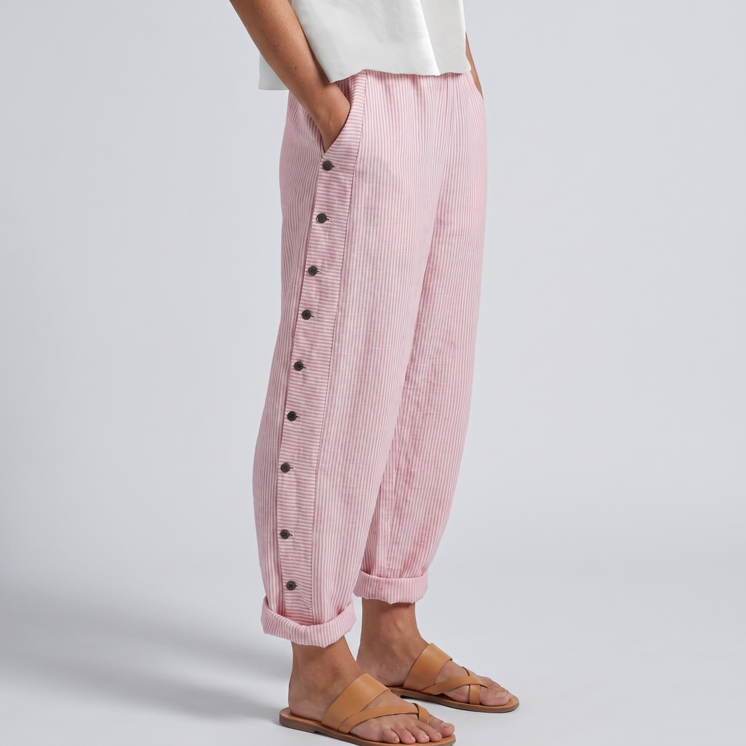 Women's Trousers | Stripe Panel Button Detail