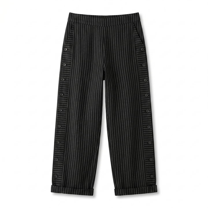 Women's Trousers | Stripe Panel Button Detail