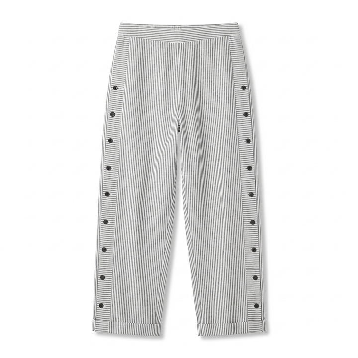 Women's Trousers | Stripe Panel Button Detail